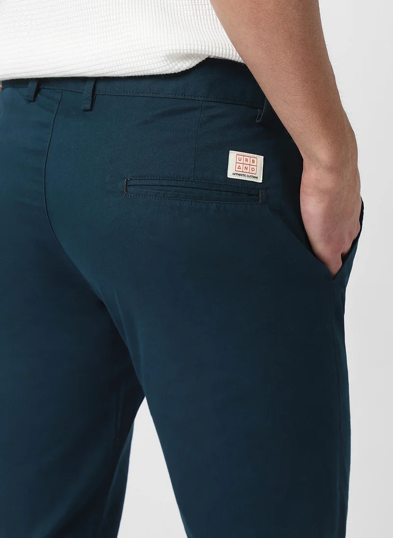 Urbano Fashion  Urbano Fashion Men's Dark Green Cotton Slim Fit Casual Chinos Trousers for Men | Best Price UAE